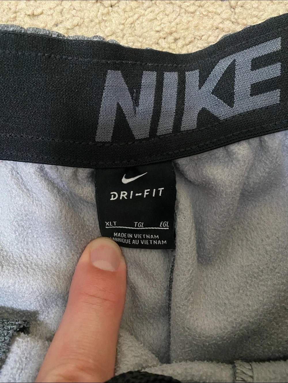 Nike Gray Dri-Fit Athletic Joggers with Black Drawstring XLT